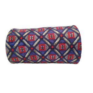 100% Italian Silk EXECUTIVE SILKS Red Blue Geometric Gent's Tie Power Necktie